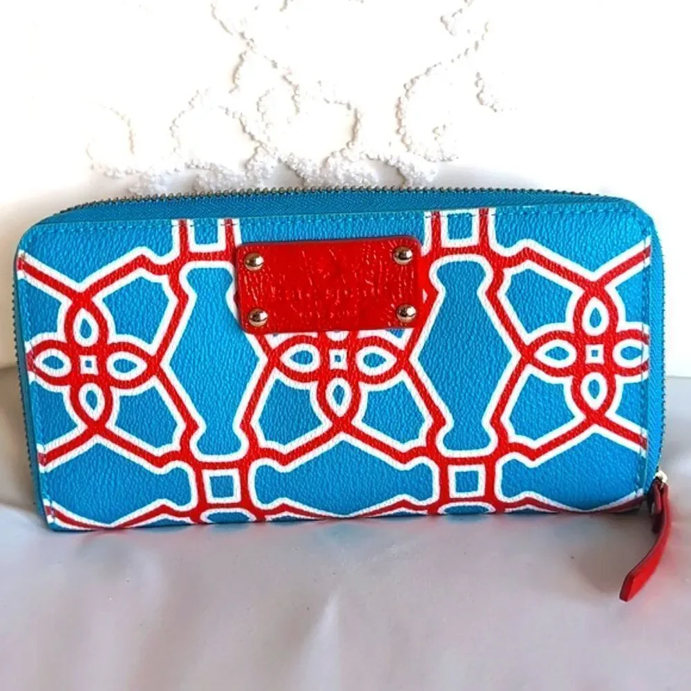 Kate Spade Turquoise Flame New York Moroccan Market Zip Around Wallet ♥️ NWOT